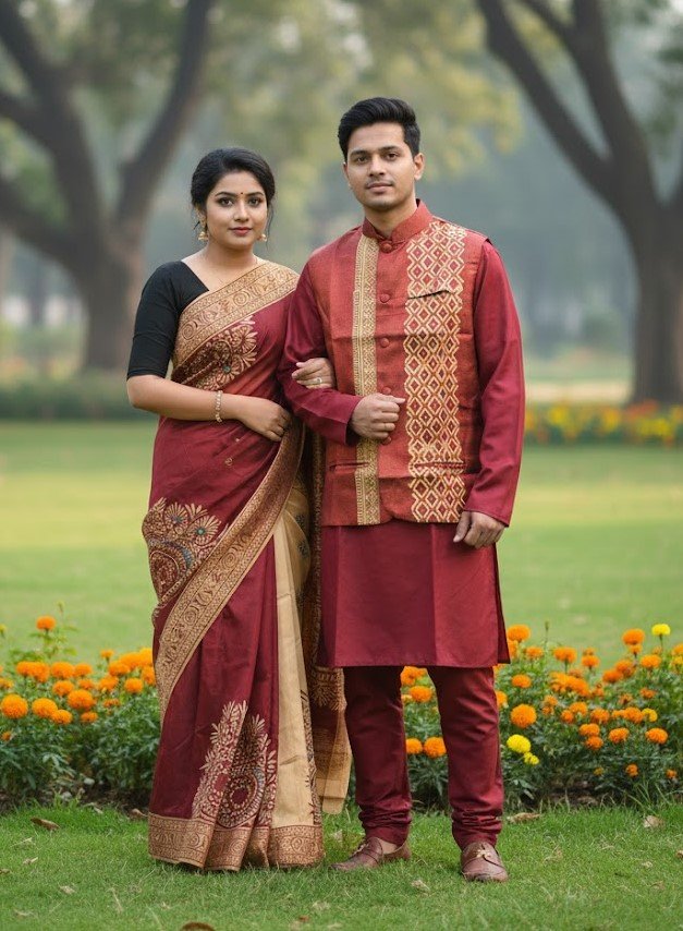 টাঙ্গাইল শাড়ি, কটি আর ধুপিয়ান সিল্ক পাঞ্জাবির